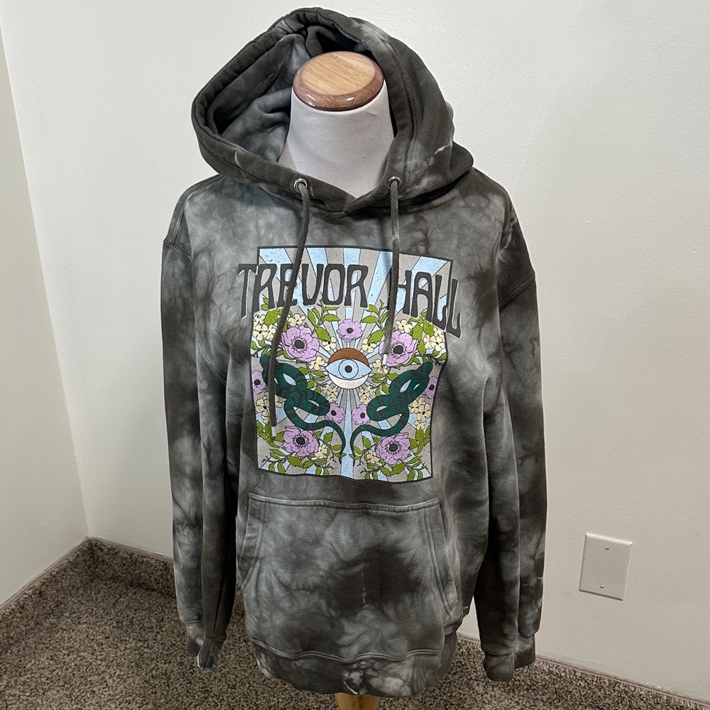 Trevor Hall Gray Tie-Dye Pullover Hoodie medium